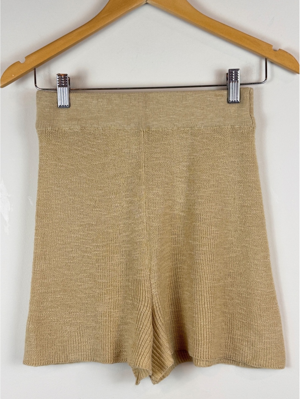 Free People FP Beach Malibu Knit Shorts Beige XS High Rise Coastal Boho